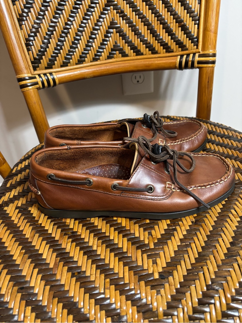 L.L. Bean Boat Shoes Brown Leather Preppy Maine 9.5EE